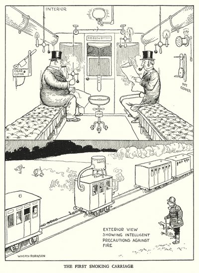 Illusztráció: Railway Ribaldry, W Heath Robinson (litho) alkotó: William Heath Robinson