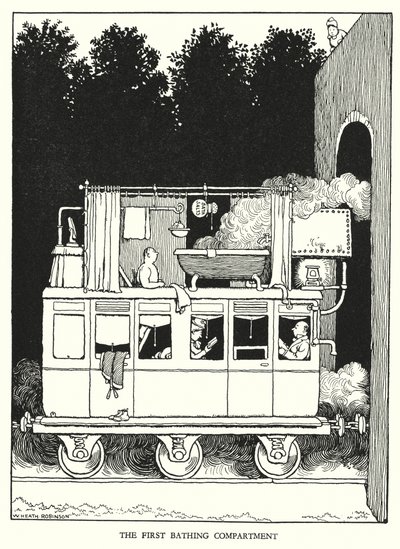 Illusztráció: Railway Ribaldry, W Heath Robinson (litho) alkotó: William Heath Robinson