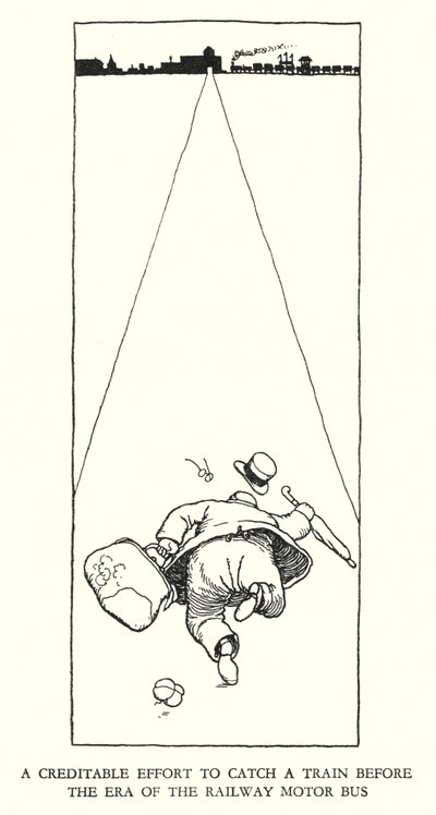 Illusztráció: Railway Ribaldry, W Heath Robinson (litho) alkotó: William Heath Robinson