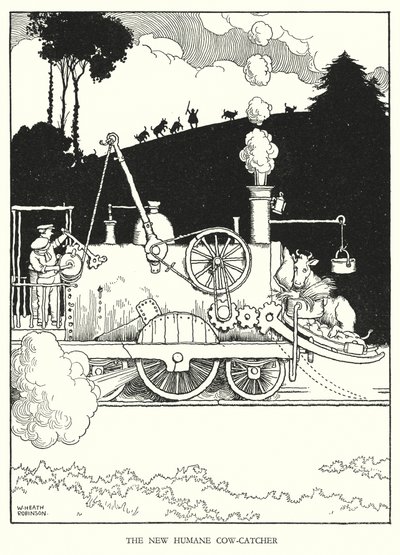 Illusztráció: Railway Ribaldry, W Heath Robinson (litho) alkotó: William Heath Robinson