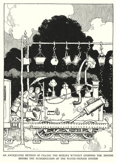Illusztráció: Railway Ribaldry, W Heath Robinson (litho) alkotó: William Heath Robinson