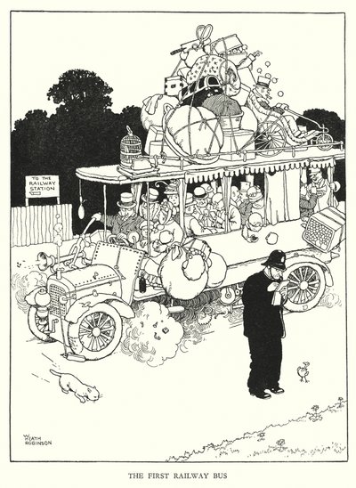 Illusztráció: Railway Ribaldry, W Heath Robinson (litho) alkotó: William Heath Robinson
