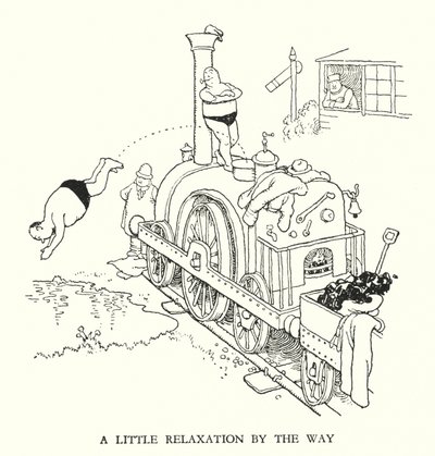 Illusztráció: Railway Ribaldry, W Heath Robinson (litho) alkotó: William Heath Robinson