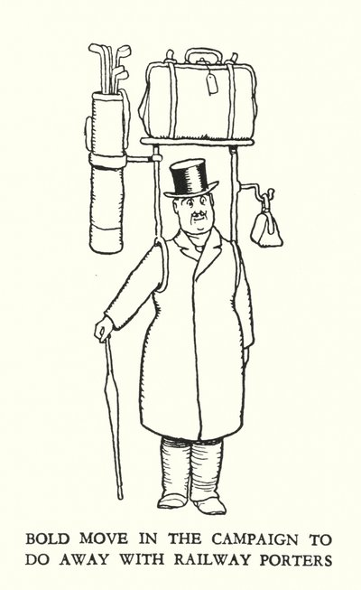 Illusztráció: Railway Ribaldry, W Heath Robinson (litho) alkotó: William Heath Robinson
