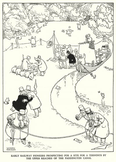 Illusztráció: Railway Ribaldry, W Heath Robinson (litho) alkotó: William Heath Robinson