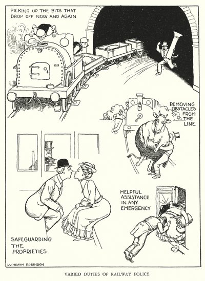 Illusztráció: Railway Ribaldry, W Heath Robinson (litho) alkotó: William Heath Robinson