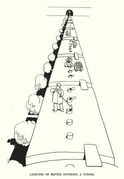 Illusztráció: Railway Ribaldry, W Heath Robinson (litho) alkotó: William Heath Robinson