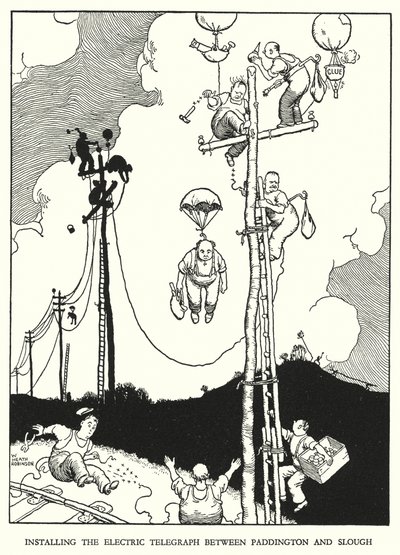Illusztráció: Railway Ribaldry, W Heath Robinson (litho) alkotó: William Heath Robinson