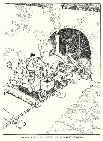 Illusztráció: Railway Ribaldry, W Heath Robinson (litho) alkotó: William Heath Robinson