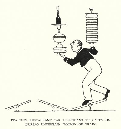 Illusztráció: Railway Ribaldry, W Heath Robinson (litho) alkotó: William Heath Robinson