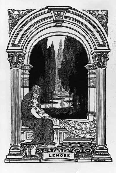 Lenore, az "Edgar Allan Poe versei"-ből, 1900 alkotó: William Heath Robinson