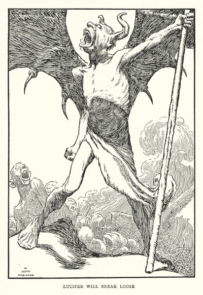 Lucifer elszabadul (litho) alkotó: William Heath Robinson