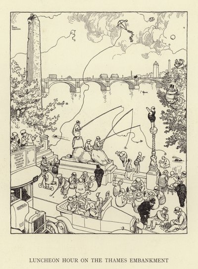 Ebédóra a Temze rakparton alkotó: William Heath Robinson