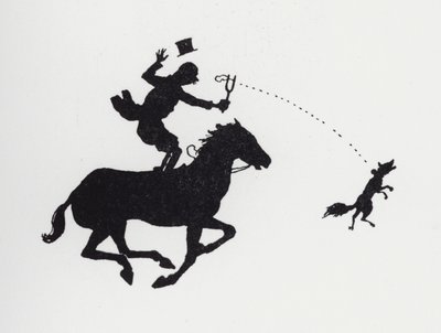 Férfi lovon katapultáló rókát (litho) alkotó: William Heath Robinson