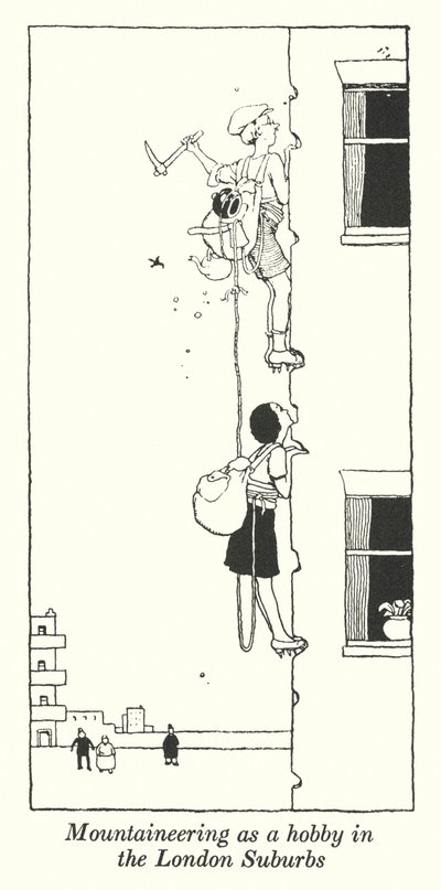 Hegymászás hobbiként London külvárosában (litho) alkotó: William Heath Robinson