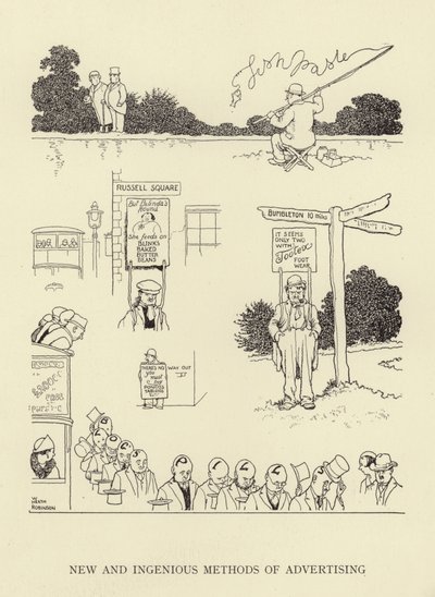 Új és ötletes reklámozási módszerek alkotó: William Heath Robinson
