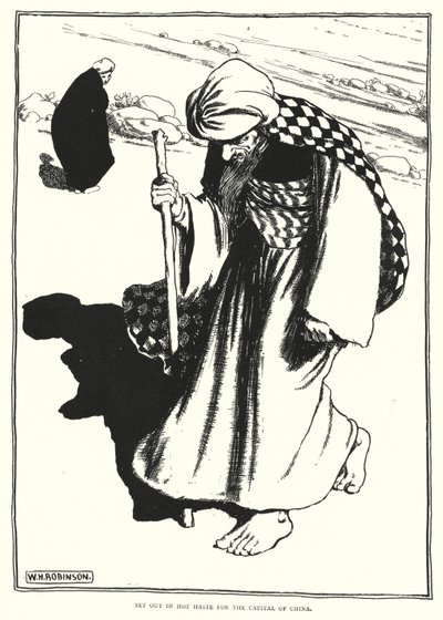 Nagy sietségben induljon útnak Kína fővárosa felé (metszet) alkotó: William Heath Robinson
