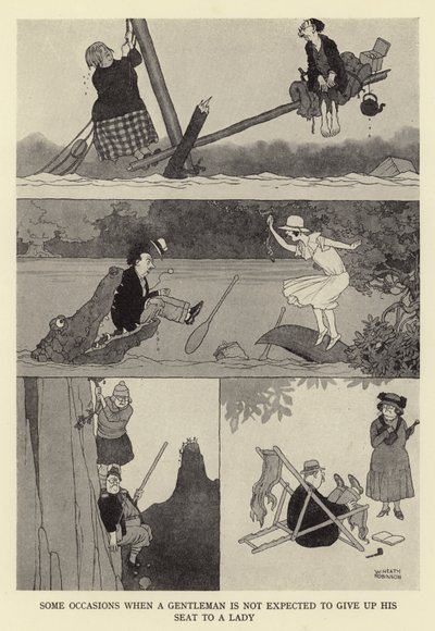 Néhány alkalom, amikor egy úriembertől nem várható el, hogy átadja helyét egy hölgynek alkotó: William Heath Robinson