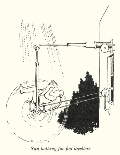 Napozás lakásosoknak (litho) alkotó: William Heath Robinson