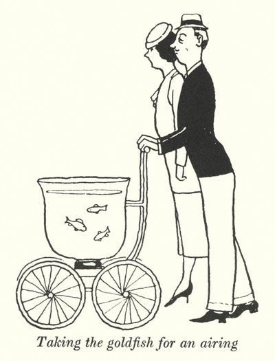 Az aranyhal szellőztetése (litho) alkotó: William Heath Robinson
