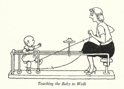 Járni tanítani a babát (litho) alkotó: William Heath Robinson