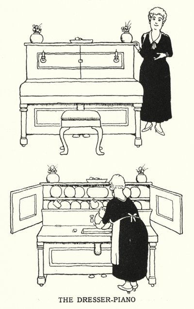 A Dresser-zongora (litó) alkotó: William Heath Robinson