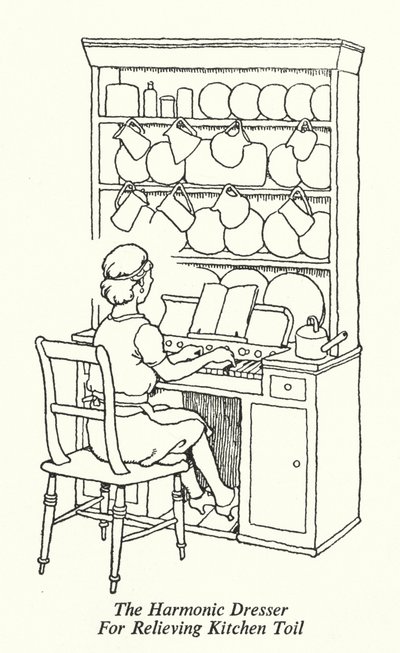 Harmonikus komód a konyhai munkák enyhítésére (litho) alkotó: William Heath Robinson