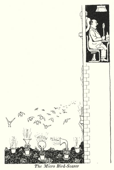A mikro madárijesztő (litho) alkotó: William Heath Robinson