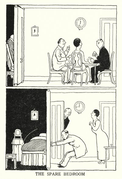 A tartalék hálószoba (litho) alkotó: William Heath Robinson
