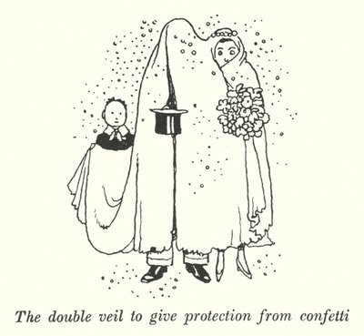 A dupla fátyol védelmet nyújt a konfetti ellen (litho) alkotó: William Heath Robinson