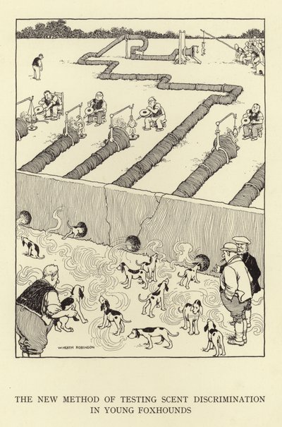 Fiatal rókakutyák szag-diszkriminációjának tesztelésének új módszere alkotó: William Heath Robinson
