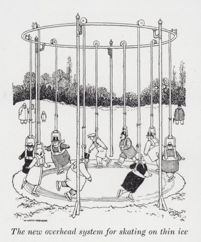 Az új felső rendszer vékony jégen való korcsolyázáshoz (litho) alkotó: William Heath Robinson