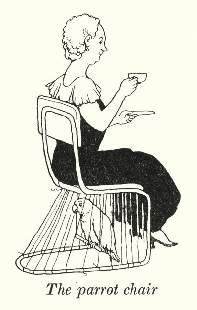A papagáj szék (litho) alkotó: William Heath Robinson