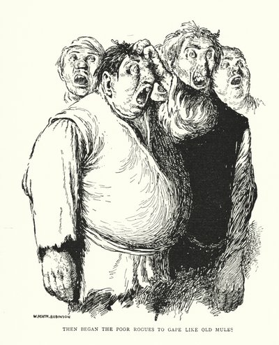 Aztán a szegény gazemberek tátogni kezdtek, mint a vén öszvérek (litho) alkotó: William Heath Robinson
