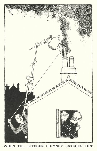 Amikor kigyullad a konyhakémény (litho) alkotó: William Heath Robinson