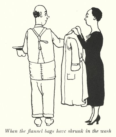 Amikor a flanel zacskók összezsugorodtak a mosás során (litho) alkotó: William Heath Robinson