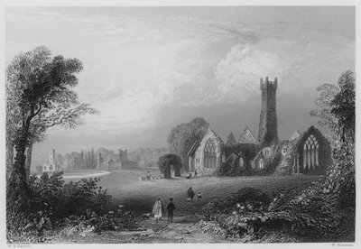 Ágoston-rendi apátság, Adare, a Fitzgeraldok kastélyával és a Francescan apátsággal (metszet) alkotó: William Henry (after) Bartlett