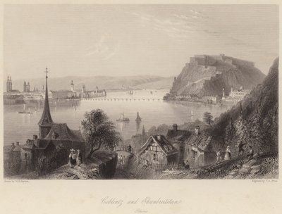 Coblentz és Ehrenbreitstein (metszet) alkotó: William Henry (after) Bartlett