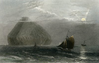 Ailsa Craig, J. T. Willmore metszet (kézzel színezett metszet) alkotó: William Henry Bartlett