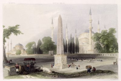Egy egyiptomi obeliszk az isztambuli Atmeidanban vagy Hippodromban, metszett G.K. Richardson, 1850 körül (akvatinta) alkotó: William Henry Bartlett