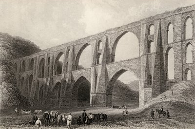 Valens császár vízvezetéke, Pyrgo közelében, Törökországban, R. Wallis metszetével alkotó: William Henry Bartlett
