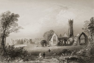 Ágoston-apátság Adare-ben, Limerick megye, Írország, George Virtue „Scenery and Antiquities of Ireland” című művéből, 1860-as évek alkotó: William Henry Bartlett