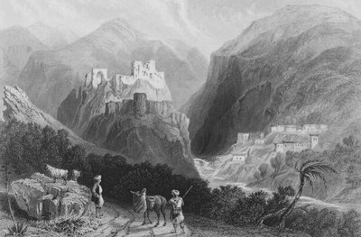 Kastély az Amana-hegyen, a Khan Karamont közelében alkotó: William Henry Bartlett