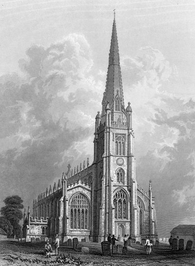 Szűz Mária-templom, Saffron Walden, metszet: Robert Sands, 1832 alkotó: William Henry Bartlett