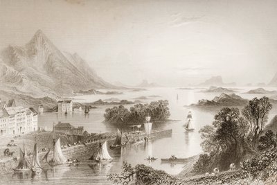 Clew Bay Westportból, Mayo megyéből, George Virtue „Scenery and Antiquities of Ireland” című filmjéből, 1860-as évek alkotó: William Henry Bartlett