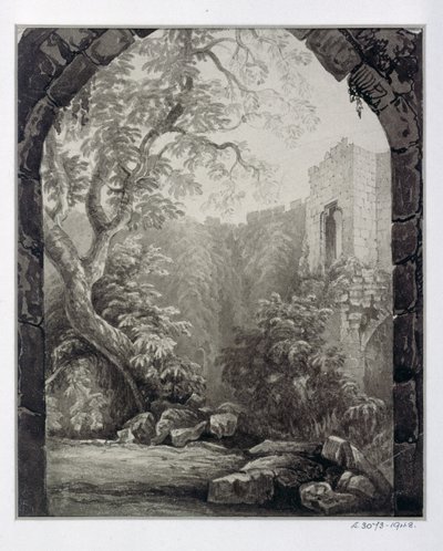 Cliffords Tower, York, belső, 1827 alkotó: William Henry Bartlett