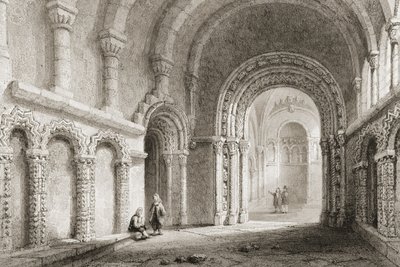 Cormac kápolna (épült 1127-34), Cashel szikla, Tipperary megye, Írország, George Virtue „Írország tájai és régiségei” című művéből, 1860-as évek alkotó: William Henry Bartlett