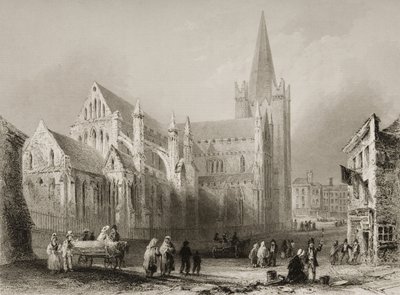 A dublini Szent Patrik katedrális külseje George Virtue „Scenery and Antiquities of Ireland” című művéből, 1860-as évek alkotó: William Henry Bartlett