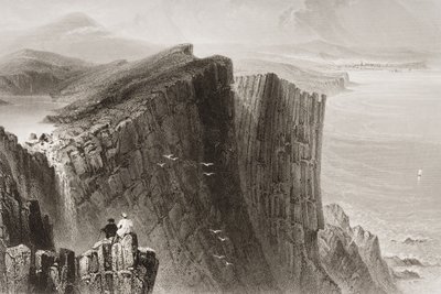 Fairhead, Antrim megye, Észak-Írország, George Virtue „Scenery and Antiquities of Ireland” című művéből, 1860-as évek alkotó: William Henry Bartlett