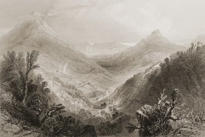 Glen of the Downs, Wicklow megye, Írország, George Virtue „Scenery and Antiquities of Ireland” című művéből, 1860-as évek (metszet) alkotó: William Henry Bartlett